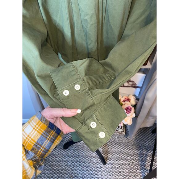 NWT Madewell size XL 100% Cotton Green Button Down Long Sleeve Mini Shirtdress - Picture 7 of 12